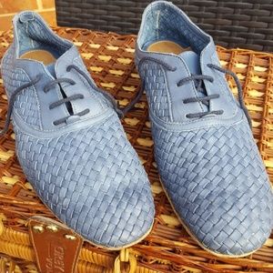 Progetto Blue Woven Leather Oxfords, size 41